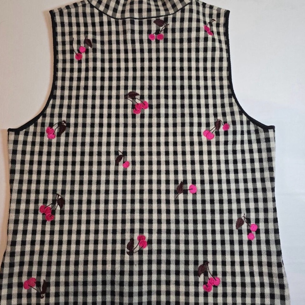 Maeve Anthropologie Sweater Vest Women’s Gingham Embroidered Cherries Large - Picture 14 of 14